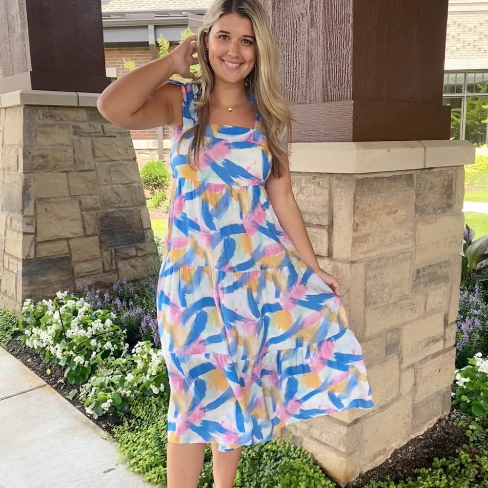 BLU PEPPER - Colorful Abstract Print Dress